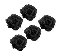 TOGEVAL 5pcs Black Artificial Rose Brooch and Hair Clip Multi Purpose Floral Accessories for Funeral Jackets Dresses Elegant Womens Decorative Pins