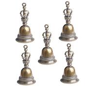 TOGEVAL 5Pcs Brass Altar Ritual Bells Pentagram Design Multi Functional Handheld Bells for Meditation Yoga Prayer Wiccan Ceremony Sacred Atmosphere Keychain Pendants
