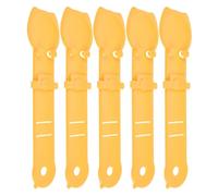 TOGEVAL 5pcs Cat Treat Squeeze Spoon for Pets Yellow Plastic Snack Feeder for Wet Food Liquid Dispensing Lightweight Portable Kitten Feeding Tool