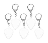 TOGEVAL 5pcs Clear Guitar Pick Keychain Case Portable Transparent Electric Acoustic Guitar Picks Holder Organizer Keyring for Musicians Travel and Daily Use