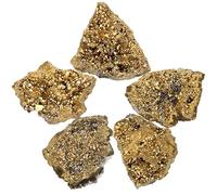 TOGEVAL 5pcs Electroplated Gold Pyrite Mineral Samples Irregular Stones Lightweight Decorative Specimens for Teaching DIY Jewelry Making Meditation and Crystal Crafts