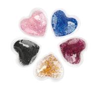 TOGEVAL 5pcs Eye-friendly Gel Reusable Cold Hot Ice Eye Patch Eye Bags Soothing Relief Heart Shape Glitter Pads Pack
