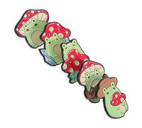 TOGEVAL 5pcs Frog and Mushroom Pins Zinc Alloy Animal Brooches Cute Lapel Badges for Backpacks Jackets Hats Playful Accessories for Women and Men