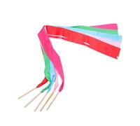 TOGEVAL 5Pcs Gymnastics Dance Ribbons with Long Wide Wooden Sticks for Artistic Dancing Team Training Circus Skills and Physical Exercise Accessories