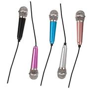TOGEVAL 5pcs Mini Portable Metal Microphones for Phones and Computers Omnidirectional Recording Mic with Sound Capture Compact and Easy to Use for Singing Video and Voice Chat