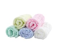 TOGEVAL 5pcs Newborn Infant Facial Towels Baby Cotton Face Cloths Soft Absorbent Reusable 28x28cm Gentle Cotton Towels for Delicate Baby Skin