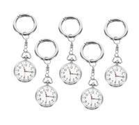 TOGEVAL 5Pcs Nurse Pocket Watches Key Ring Lightweight Multi-Function Glowing Brooch Clip for Medical Professionals and Students