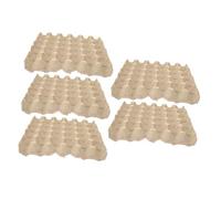 TOGEVAL 5pcs Paper Egg Carton Reusable Egg Holder for Refrigerator Beige Paper Pulp Tray Convenient to Use Not Easy to Break 30-count