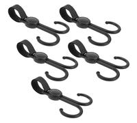 TOGEVAL 5pcs Rotatable Double Hooks Portable Stroller Back Hook Organizer Multi-Purpose Hanging Buckles for Bags Groceries Compact Home and Travel Use