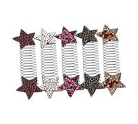 TOGEVAL 5pcs Star Hair Comb Clips for Women Comfortable Invisible Bang Fixer Hair Accessories in Purple Yellow Silver Black and Everyday Use