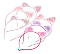 TOGEVAL 6 pcs Cat Ear Hairbands Cute Quicksand Sequin Headbands for Lightweight Comfortable Party Hair Accessories
