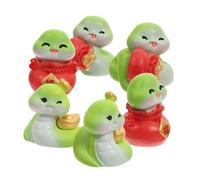 TOGEVAL 6 Pcs Year Snake Resin Figurines Creative Lucky Zodiac Snake Decorations for Home Office Car Dashboard Lunar Year Charm Gift