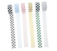 TOGEVAL 6 Rolls Mixed Color Grid Washi Tape Decorative Craft Adhesive Tape for Scrapbooking DIY Planner Journal Handbook for Crafting and Wrapping