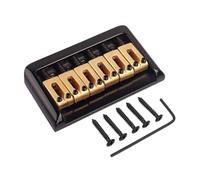 TOGEVAL 6 String Black String Hardtail Bridge for Electric Guitar Fully Adjustable Height and Intonation Copper Fixed Bridge Replacement with Mounting Screws and Wrench Top Loading Design