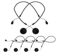 TOGEVAL 6pcs Black Elastic Pen Tether Lanyard 40cm Retractable Spring Cord 8mm Silicone Ring for Anti-Loss Stylus and Clipboard Pens Desk Holder Attachment for Tablets and Signature Boards