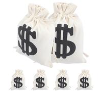 TOGEVAL 6pcs Canvas Drawstring Pouches Storage Bags for Party Favors Wedding Birthday Pirate Theme Props