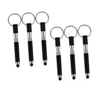 TOGEVAL 6pcs Capacitive Key Ring Stylus Pens for Touch Screens, Mini Pen Keychains for Tablets and Smartphones, Portable Boys and Girls and Presentation Stylus Set in Black