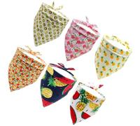 TOGEVAL 6pcs Cartoon Pet Bandanas Dog Triangle Bibs Breathable Spring Summer Pet Scarves for Cats and Dogs Fruit Pattern Mixed Styles Saliva Towels Suitable for Outdoor and Random Style