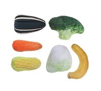 TOGEVAL 6pcs Catnip Plush for Cats Interactive Simulated Vegetable Shapes Carrot Cabbage Broccoli Banana Corn Sunflower Seed Stress Relief Playthings for Indoor Kittens and Pets
