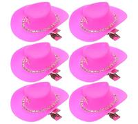 TOGEVAL 6pcs Decorative Cowgirl Hat Hair Clips for Women Miniature Cowboy Hairpins Party Accessories Charming Western Style Hair Barrettes