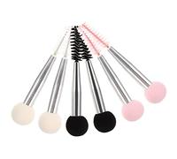 TOGEVAL 6pcs Double Ended Makeup Sponge Brush for Eyebrow and Eyelash Application Dual Head Mushroom Sponge and Eyebrow Brush Portable Cosmetic Tool for Foundation Blush Mascara Suitable