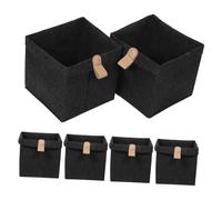 TOGEVAL 6pcs Felt Folding Storage Box Storage Baskets for Shelves Wardrobe Organizers Closet Organizers Cube Bin Cesta Organizadora Felt Bins Non-woven Fabric Dark Grey
