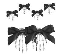 TOGEVAL 6pcs Gothic Skeleton Hand Hair Clips with Bow Accent Devil Claw Design for Halloween Cosplay Party Accessories Women Punk Skull Bone Hairpins