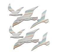 TOGEVAL 6pcs Handcrafted Wooden Seagull Wall Decor Mediterranean Coastal Style Beach House Ornament Nautical Sea Bird Hanging Art for Living and Bedroom Easy Installation