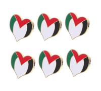 TOGEVAL 6pcs Heart Shaped Palestine Flag Lapel Pins Unique Metal Badge Accessories for Clothing Lightweight and Durable Patriotic Souvenirs for Events and Everyday Wear