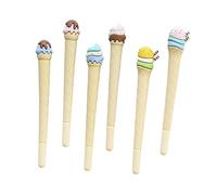 TOGEVAL 6pcs Ice Cream Design Gel Pens Blue Refill Fine Tip Writing Pens for School Office Student Stationery