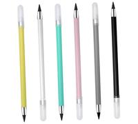 TOGEVAL 6Pcs Inkless Everlasting Pencils with Eraser Portable Infinite Sketch Pencils for Students Drawing Writing No Sharpening Random Color