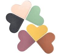 TOGEVAL 6Pcs Leather Heart Bookmarks Corner Page Protectors Retro Style Handmade Bookmarks for Women Book Lovers Gifts with Fine Sewing Craftsmanship