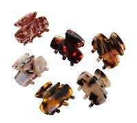 TOGEVAL 6pcs Leopard Print Hair Claw Clips Small Acetic Acid Barrettes Non Slip Comfortable Grip for Women and Stylish Hair Accessories Mixed Colors