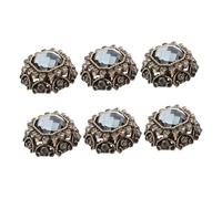 TOGEVAL 6pcs Metal Rhinestone Overcoat Buttons Decorative Sewing Diy Clothes Buttons Large Blue-grey Square 17mm for Wool Coat Accessories