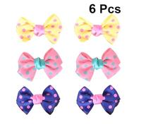 TOGEVAL 6Pcs Pet Hair Clips Bowknot Bow Barrette with Dot Pattern Stylish Bobby Pins for Dogs and Puppies Random Color Secure Hair Hold for Everyday Wear and Special Occasions Random Color