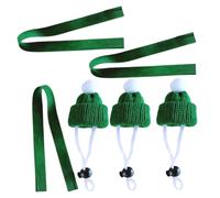 TOGEVAL 6pcs Pet Knitted Yarn Hat and Double-sided Fleece Scarf Set for Small Pets, Green Mini Handmade Hamster Hat Photo Prop and Decorative Scarf for Guinea Pig, Squirrel, and Chinchilla