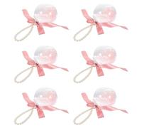 TOGEVAL 6Pcs Pink Round Candy Boxes with Pearl Pendant Handle 8Cm Portable Party Use Birthday Christmas Wrapping Supplies