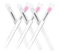 TOGEVAL 6pcs Portable Silicone Lipstick Applicators with Lid, Semi- and Pink Heads, Dustproof Lip Brush Set for Precise Lip Makeup Application