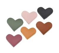 TOGEVAL 6pcs Pu Leather Heart-Shaped Bookmarks Portable Cute Corner Page Markers for Reading, Stylish Multi-Color Book Mark Set for Students, Home and School Use