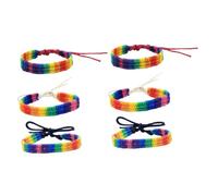 TOGEVAL 6pcs Rainbow Woven Bracelets Unisex Braided Wristbands Comfortable Adjustable Pride DIY Friendship String Bands for Men Women Party Favor