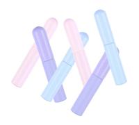 TOGEVAL 6pcs Silicone Lip Brush Set with Lid, Rounded Head Lipstick Applicator Wands in Pink, Purple, Blue for Precise Lip Makeup and Concealer Blending, Portable Makeup Tools for Women and Travel