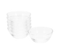 TOGEVAL 6pcs Small Glass Pudding Bowls Clear Food Containers Transparent Dessert Ramekins Stackable Kitchen Serving Bowls for Home Meal Prep