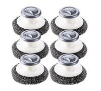 TOGEVAL 6Pcs Stainless Steel Dish Scrubber with Plastic Handle Heavy-duty Kitchen Scrub Brush for Non-scratch Cleaning of Pots Pans Utensils Wire Pan Scrubber
