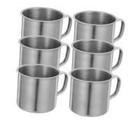 TOGEVAL 6Pcs Stainless Steel Water Cups Unbreakable Drinking Glasses with Handle Mini Retro Design Easy to Clean for School and Home Use