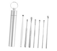 TOGEVAL 7 Pcs Stainless Steel Ear Wax Cleaning Kit Polished Nonslip Ear Spoons with Portable Storage Tube and Wax Removal Convenient for Family and Travel Use