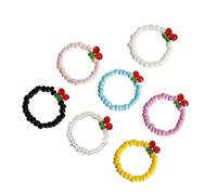 TOGEVAL 7pcs Bohemian Beaded Stretch Rings for Women Colorful Bead Elastic Finger Rings Creative Lovely Jewelry Smooth and Durable Accessories