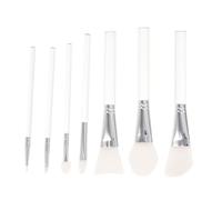 TOGEVAL 7pcs Silicone Acrylic Aluminum Makeup Brush Set Practical Cosmetic Brush Tools No Deformation Will Not Scratch Your Face for Professional Beauty Salon and Home Use