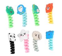 TOGEVAL 8 Pcs Flexible Data Cable Organizers with Adorable Cartoon Animal Design Protective Cord Sleeves for Mobile Phone Chargers Anti-breaking and Crack-resistant Earphone Cable Winders