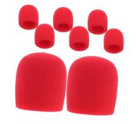 TOGEVAL 8 Pcs Red Foam Microphone Covers Reusable Windscreen Mic Protectors for Handheld Mics Noise Reducing Sponge Filters for Ktv Home Recording Public Speaking Broadcasting