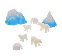 TOGEVAL 8pcs Arctic Polar Bear Figurines Set with Resin Mini Igloos and Sculptures, Miniature Winter Diorama Landscape Decoration for Christmas Cake Toppers and Educational Arctic